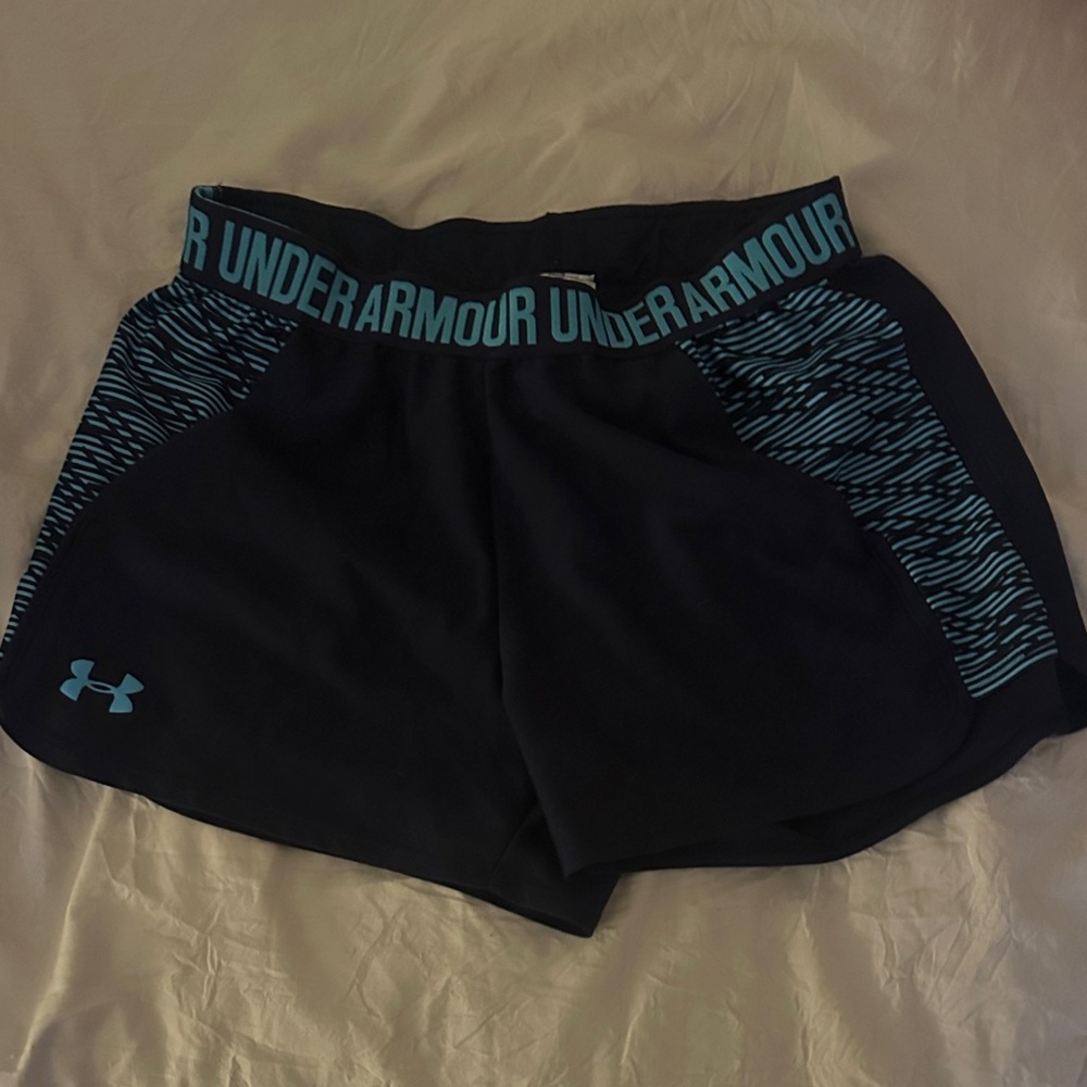 Under Armour Women's Navy Blue Shorts with Blue Trim